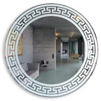 Greek Key 20" Round Accent Wall Mirror - Wall Decor by Yarbough Design