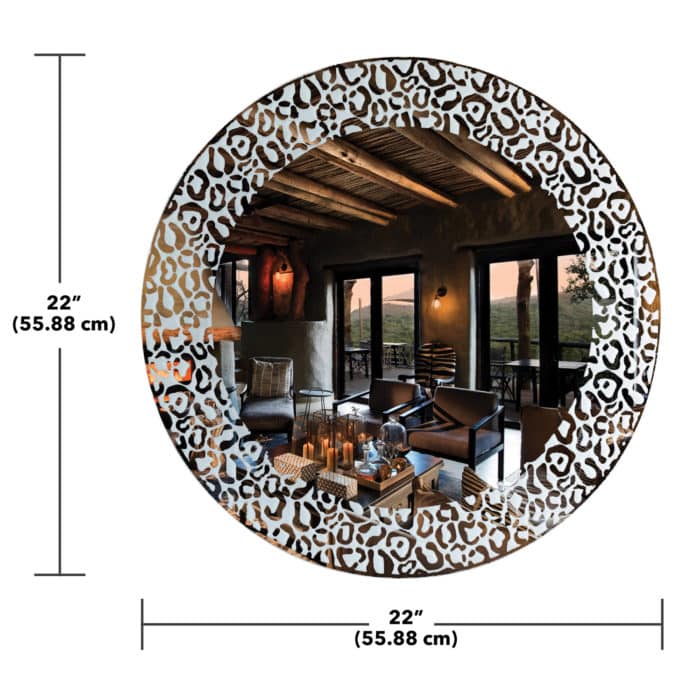 Leopard Print Wall Mirror 22" Round Yarbough Design
