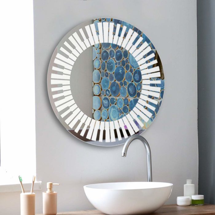 Piano Themed Round Bathroom/Accent Mirror
