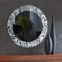 Zebra Pattern Round Wall Mirror