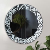 24" Zebra Pattern Round Wall Mirror